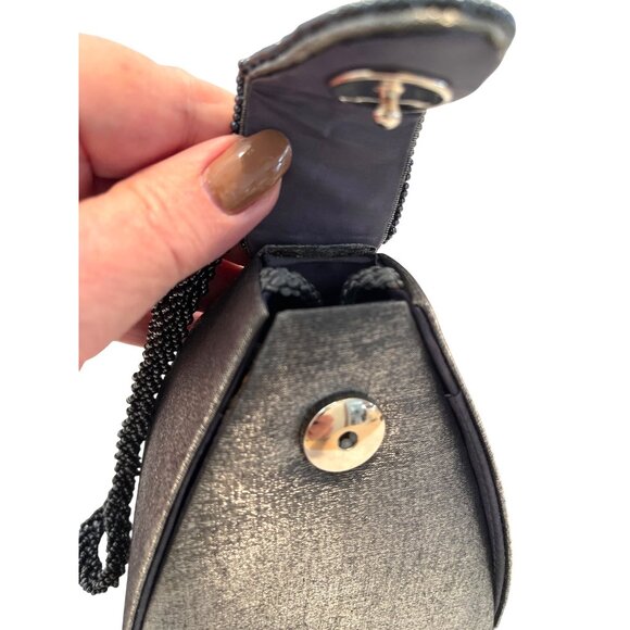 Bridal Formal Evening Hand Bag Purse Shoulder Clutch Beaded Strap Flap Closure - Picture 3 of 16